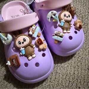 Kids Cute Purple Clog Sandals with Fun Charms